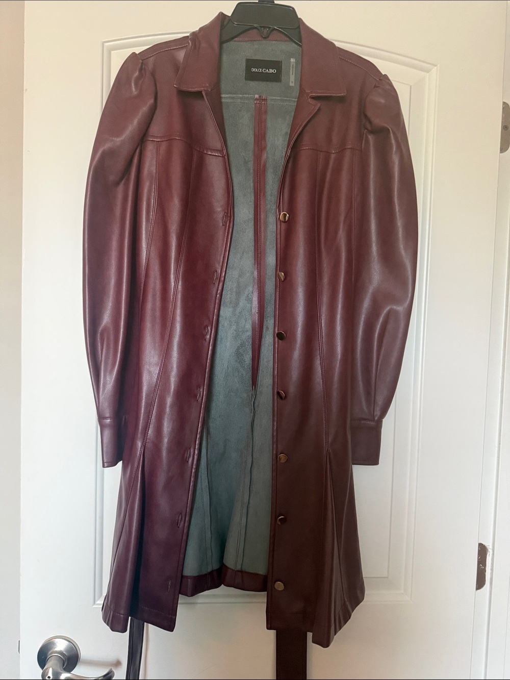Dolce Cabo Women's Deep Burgundy Leather Trench Coat
